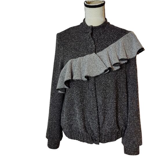 Wai Ming Studio Womens Sz M Willow Knit Jacket in Black and Ivory Art to Wear - Picture 1 of 8